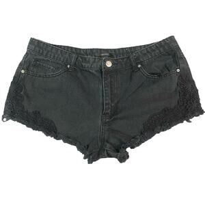 Forever 21 Black Denim‎ Decorative Cutoff Shorts Womens Size 30 Distressed